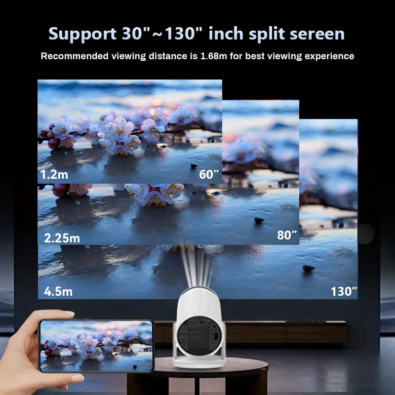2025 New 4K Smart Android Projector - 180 ° Rotating Stand + Auto Keystone, Home/Office/Camping All-In-One - Wifi/Bluetooth Dual