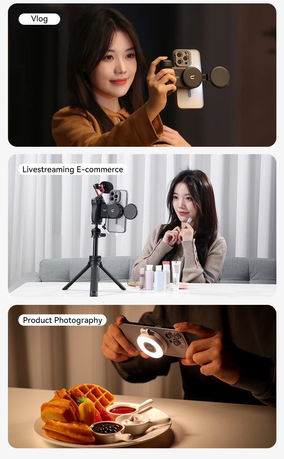 Ulanzi LM19 MagSafe Light Portable Selfie Light for iPhone 17 16 15 14 13 12 Pro Max Fill Light Phone Stand Selfie Video Vlog