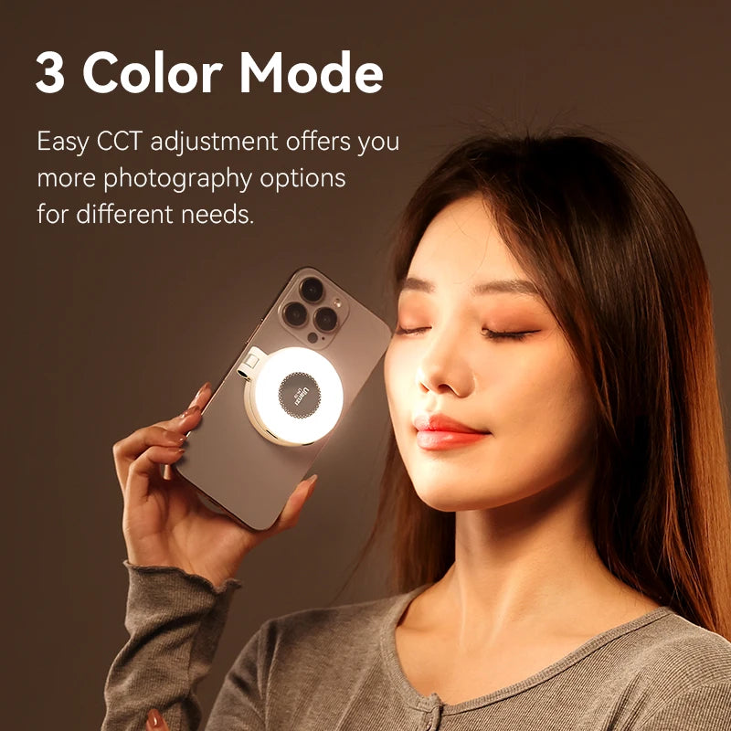 Ulanzi LM19 MagSafe Light Portable Selfie Light for iPhone 17 16 15 14 13 12 Pro Max Fill Light Phone Stand Selfie Video Vlog