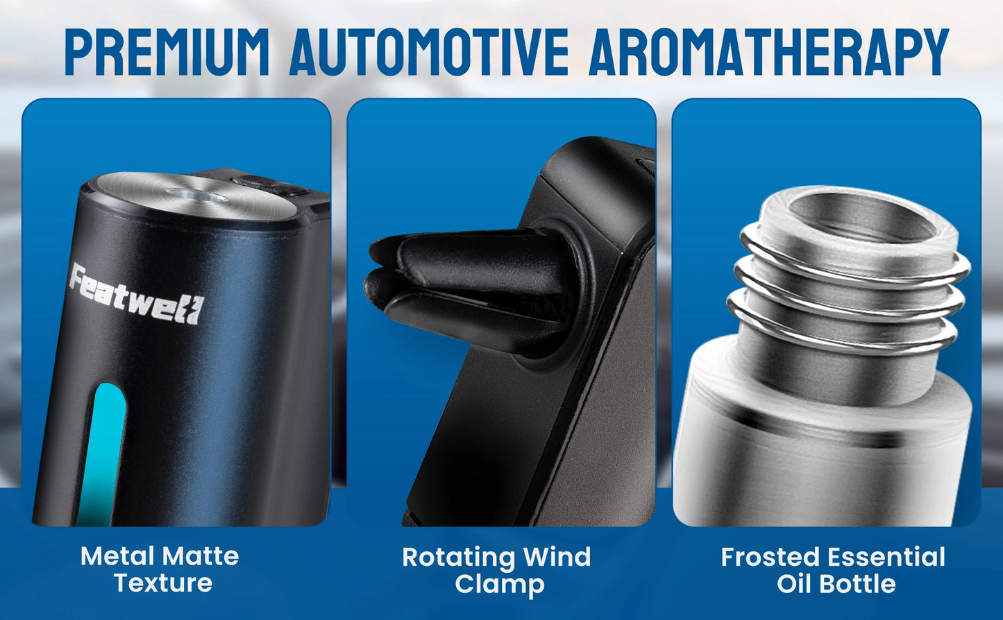 Smart Car Air Freshener Diffuser, Three Adjustable Modes, Intelligent Car Aroma Diffuser with 3pcs Essential Oil