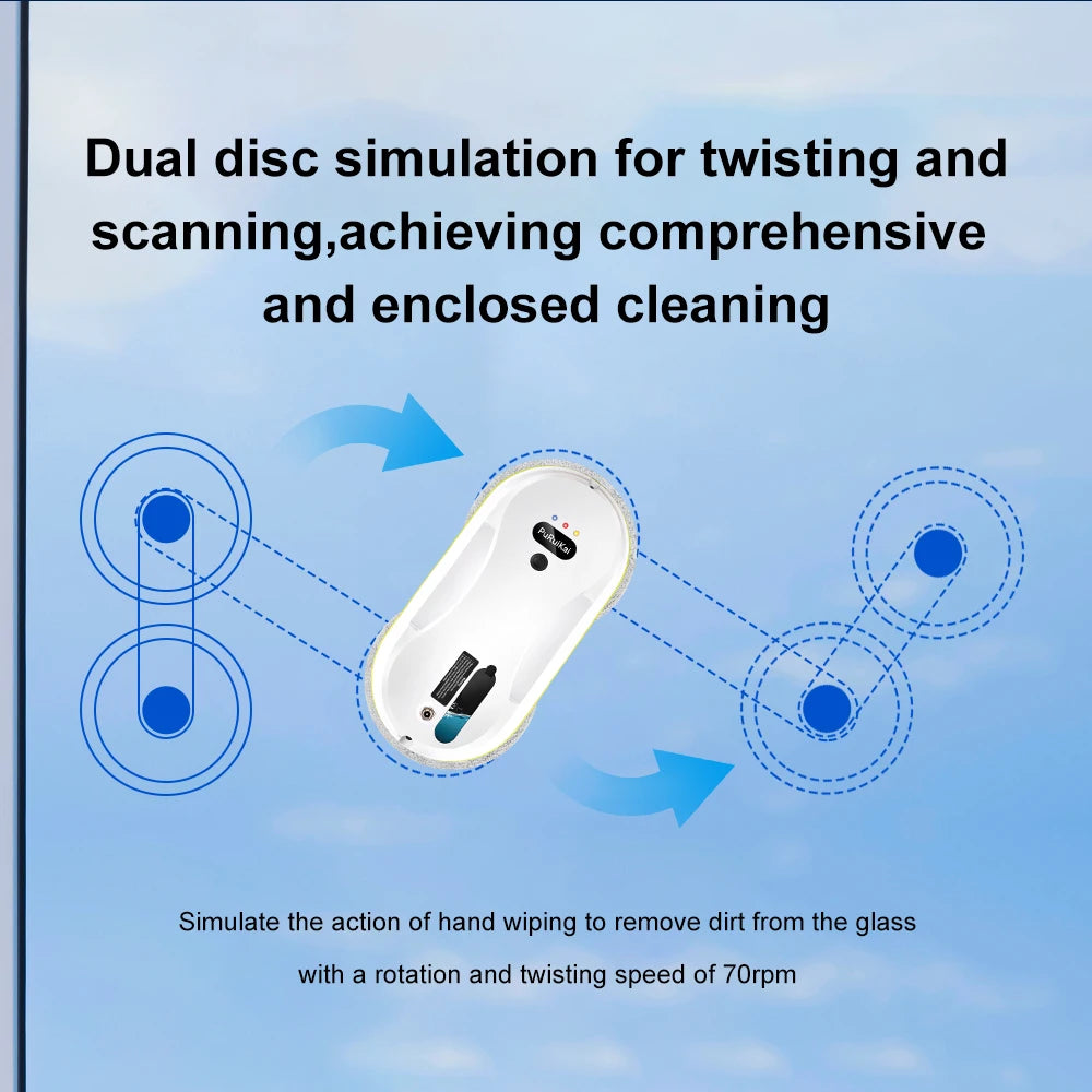 PuRuiKai 2025 Robotic Window Cleaner – AI-Powered Streak-Free for Glass/Patio Doors/Tiles Ultra-Quiet & Remote Control PRK-309