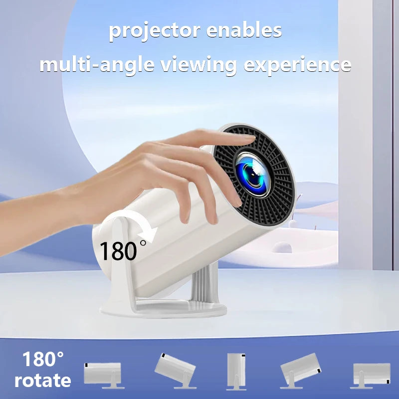 2025 New 4K Smart Android Projector - 180 °   Rotating Stand + Auto Keystone, Home/Office/Camping All-In-One - Wifi/Bluetooth Dual