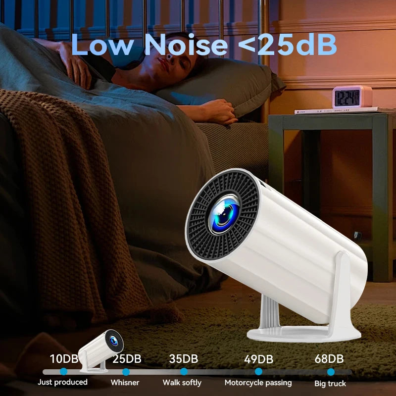 2025 New 4K Smart Android Projector - 180 °   Rotating Stand + Auto Keystone, Home/Office/Camping All-In-One - Wifi/Bluetooth Dual
