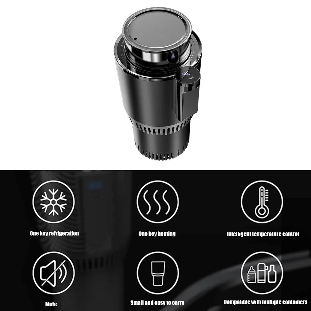 2 In 1 Car Cup Mug Holder Smart Car Heating Cooling Cup Holder Touch Screen Hot & Cold Cup Drinks Holder for Office Home Travel
