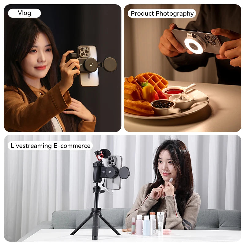 Ulanzi LM19 MagSafe Light Portable Selfie Light for iPhone 17 16 15 14 13 12 Pro Max Fill Light Phone Stand Selfie Video Vlog