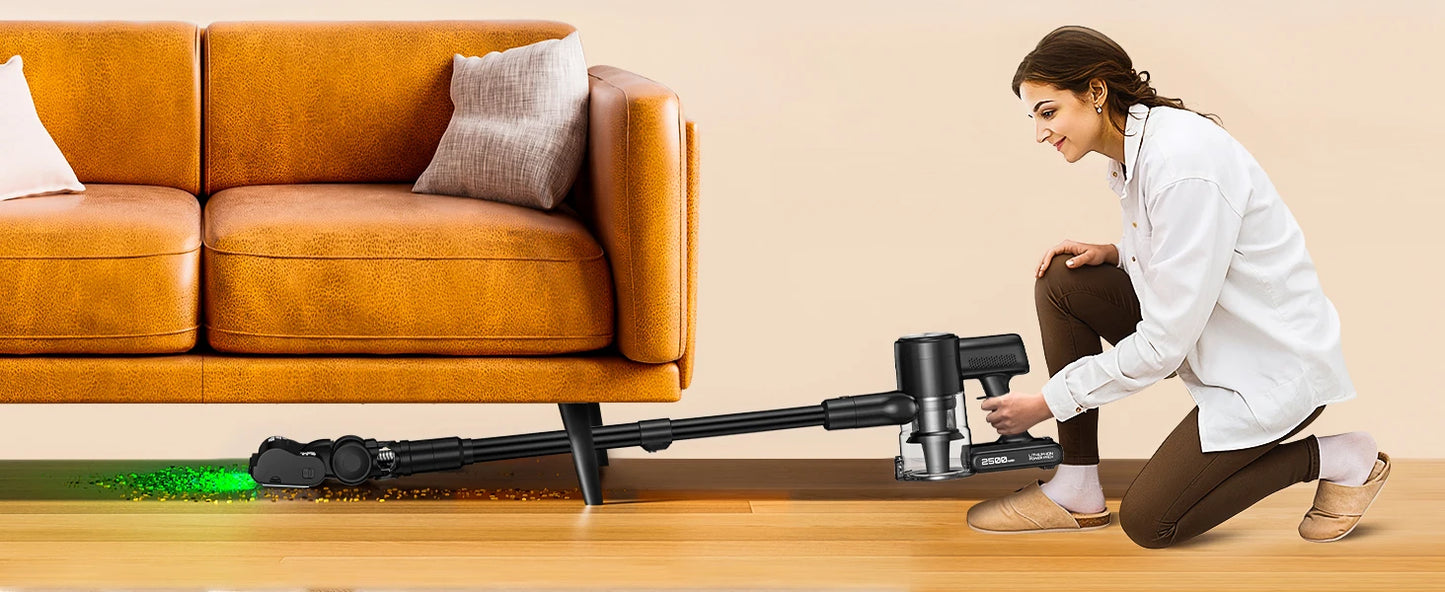 Cordless Vacuum Cleaner, 46Kpa/55min Self-Standing Powerful Stick Lightweight Vacuum Cleaner for Home Pet Hair/Hard Floor/Carpet