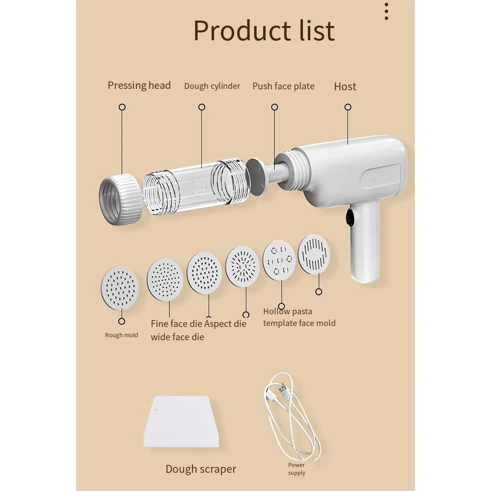 Wireless  Pasta Noodle Maker 6 Molds Pasta Machine Portable USB Rechargeable 1800mAh Battery Utility Kitchen Gadget 제면기