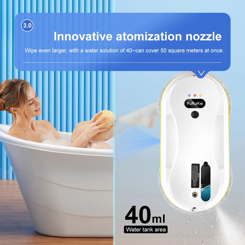 PuRuiKai 2025 Robotic Window Cleaner – AI-Powered Streak-Free for Glass/Patio Doors/Tiles Ultra-Quiet & Remote Control  PRK-309