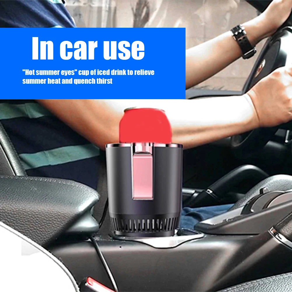 2 In 1 Car Cup Mug Holder Smart Car Heating Cooling Cup Holder Touch Screen Hot & Cold Cup Drinks Holder for Office Home Travel