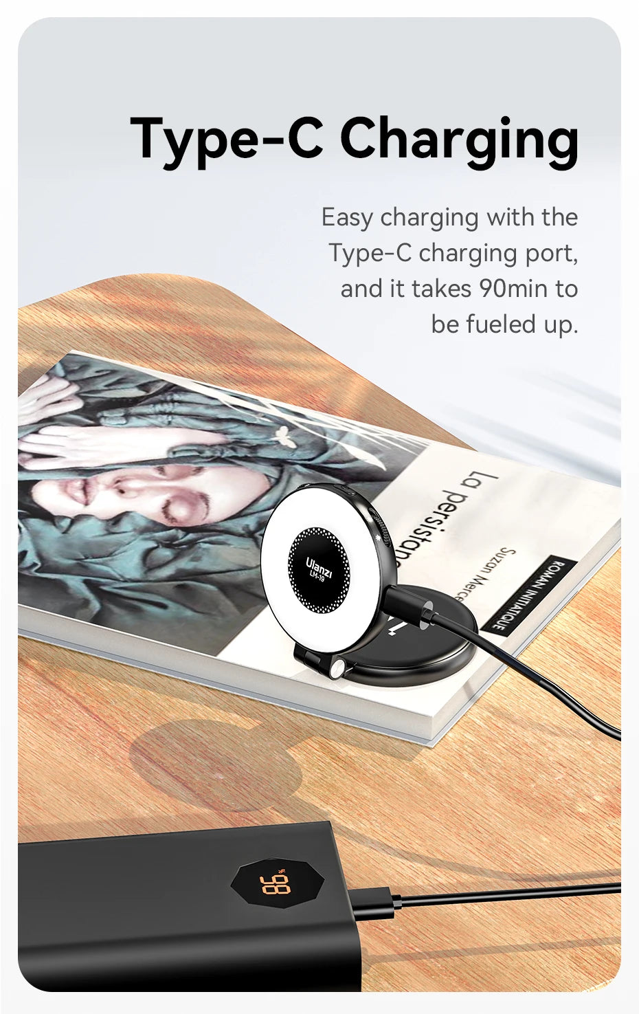 Ulanzi LM19 MagSafe Light Portable Selfie Light for iPhone 17 16 15 14 13 12 Pro Max Fill Light Phone Stand Selfie Video Vlog