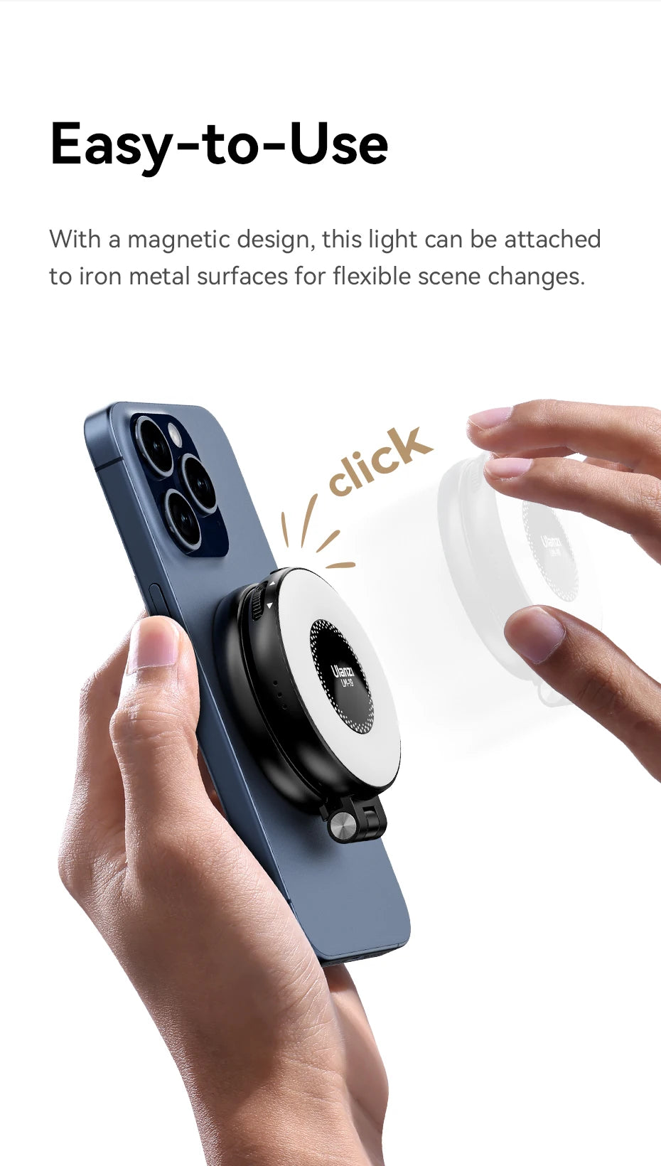 Ulanzi LM19 MagSafe Light Portable Selfie Light for iPhone 17 16 15 14 13 12 Pro Max Fill Light Phone Stand Selfie Video Vlog