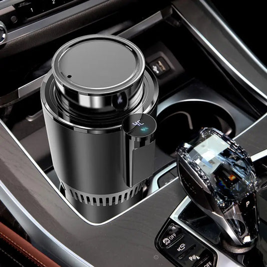 2 In 1 Car Cup Mug Holder Smart Car Heating Cooling Cup Holder Touch Screen Hot & Cold Cup Drinks Holder for Office Home Travel