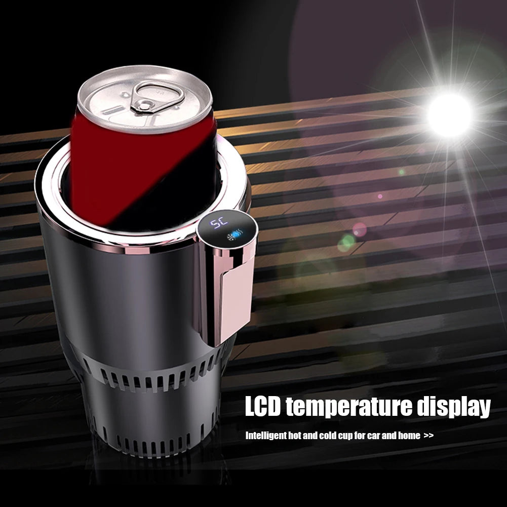 2 In 1 Car Cup Mug Holder Smart Car Heating Cooling Cup Holder Touch Screen Hot & Cold Cup Drinks Holder for Office Home Travel