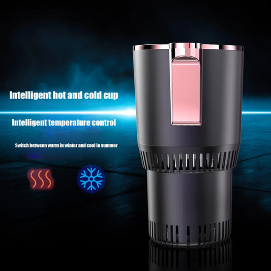 2 In 1 Car Cup Mug Holder Smart Car Heating Cooling Cup Holder Touch Screen Hot & Cold Cup Drinks Holder for Office Home Travel