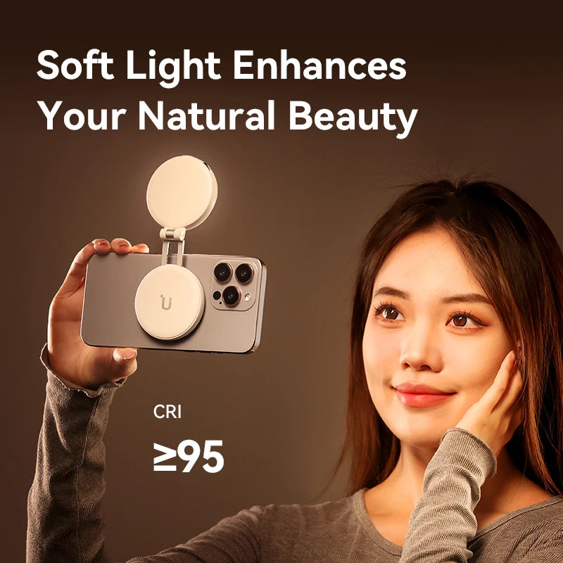 Ulanzi LM19 MagSafe Light Portable Selfie Light for iPhone 17 16 15 14 13 12 Pro Max Fill Light Phone Stand Selfie Video Vlog