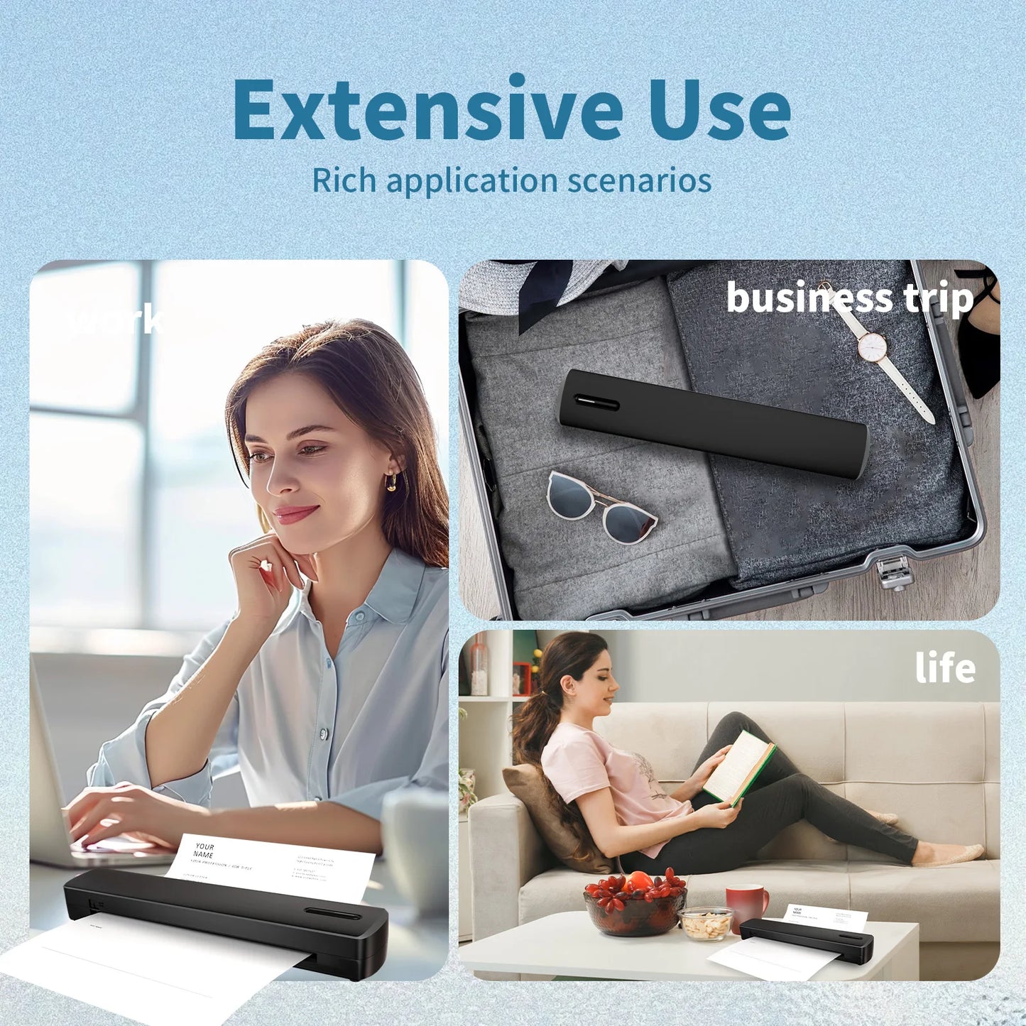 Portable Printer Wireless Inkless Thermal A4 C80 300DPI US-letter Mobile Printer Support Android iOS for Travel Work Home